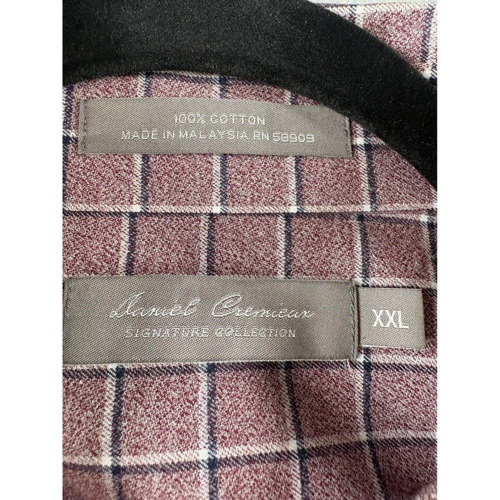 Daniel Cremieux Signature Mens XXL Burgundy Windowpane Cotton Shirt NWT - Picture 4 of 11